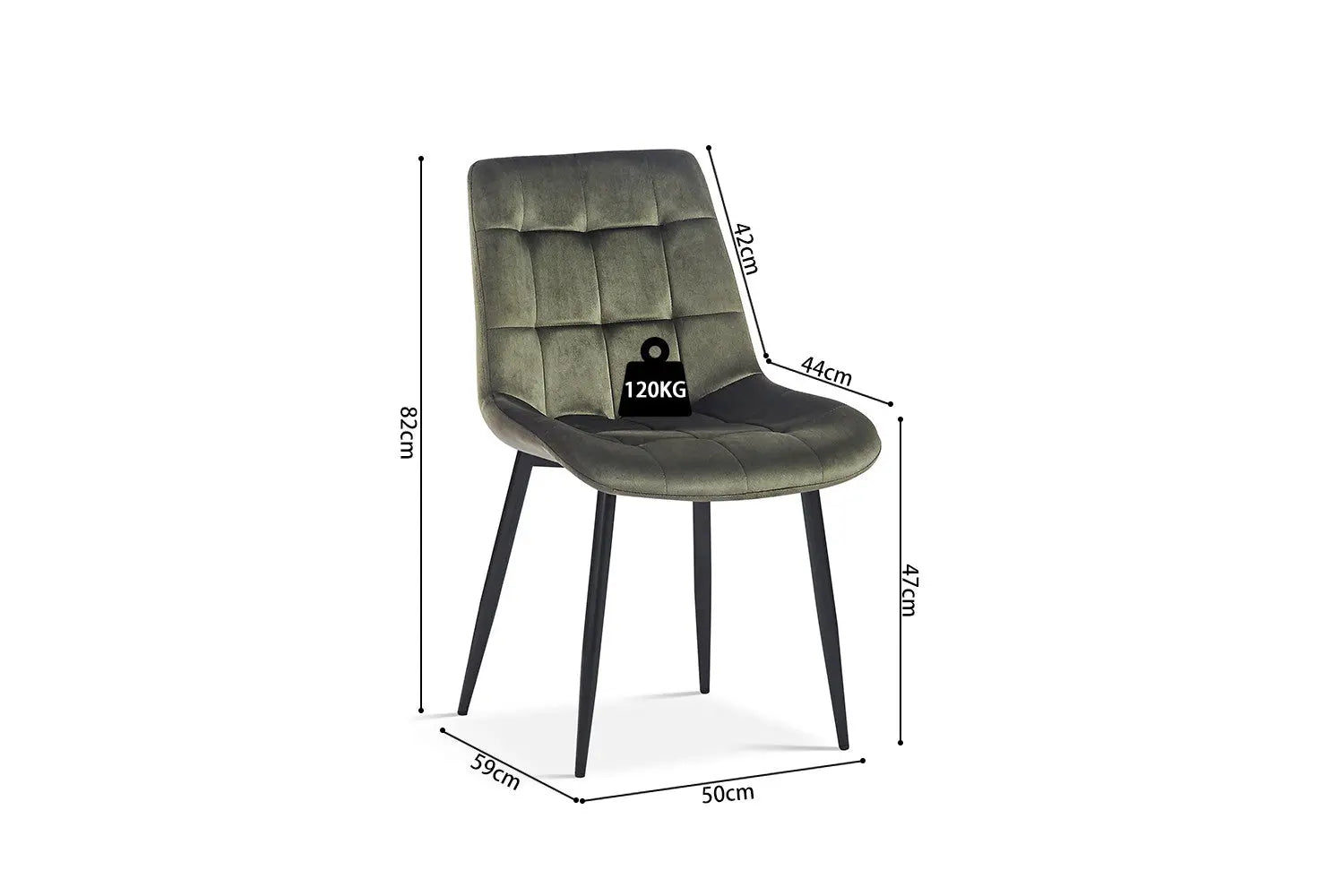 JULIA - Chaise de Salle à Manger - 50 x 59 cm - Vert ROUSSEAU
