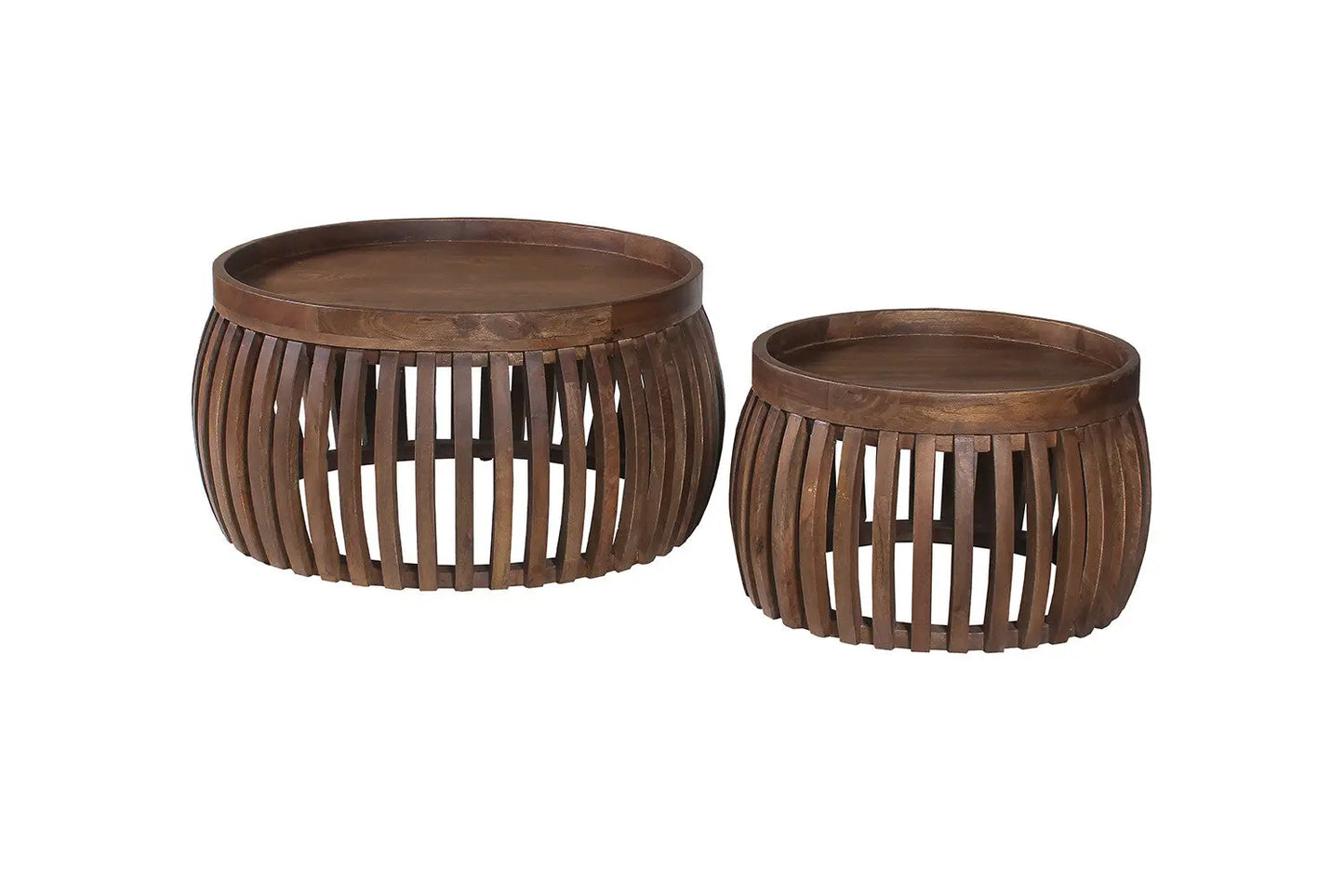 KÉA - Lot de 2 Table basse Bois de manguier Brun clair - 40-35 x 80-60 ROUSSEAU