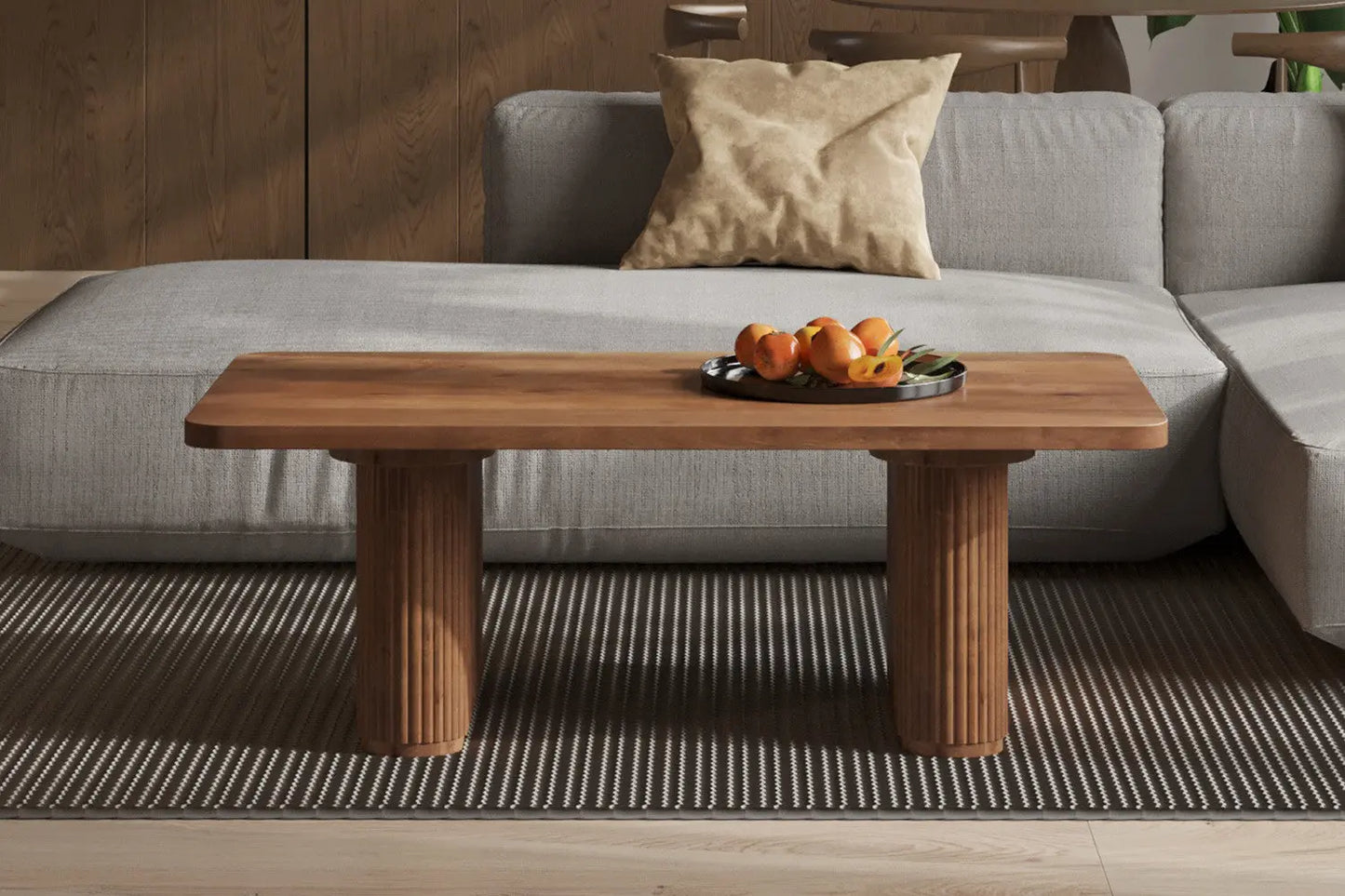 LÉOR - Table basse Bois de Manguier Brun Clair - 40 x 120 cm ROUSSEAU