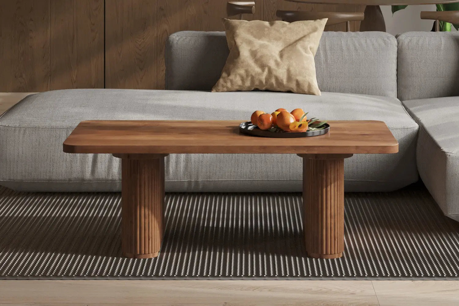 LÉOR - Table basse Bois de Manguier Brun Clair - 40 x 120 cm ROUSSEAU