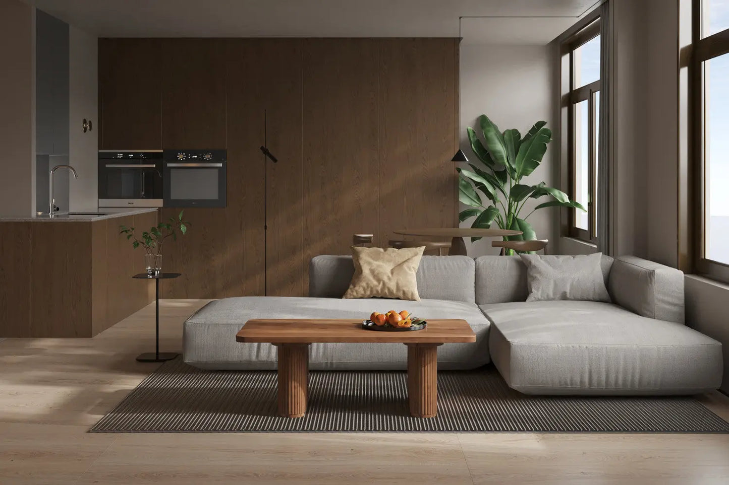 LÉOR - Table basse Bois de Manguier Brun Clair - 40 x 120 cm ROUSSEAU