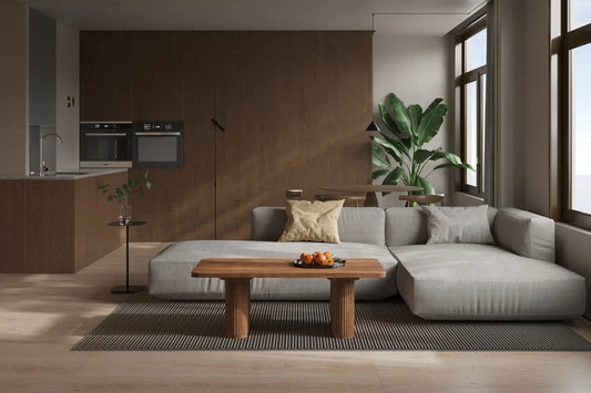 LÉOR - Table basse Bois de Manguier Brun Clair - 40 x 120 cm ROUSSEAU