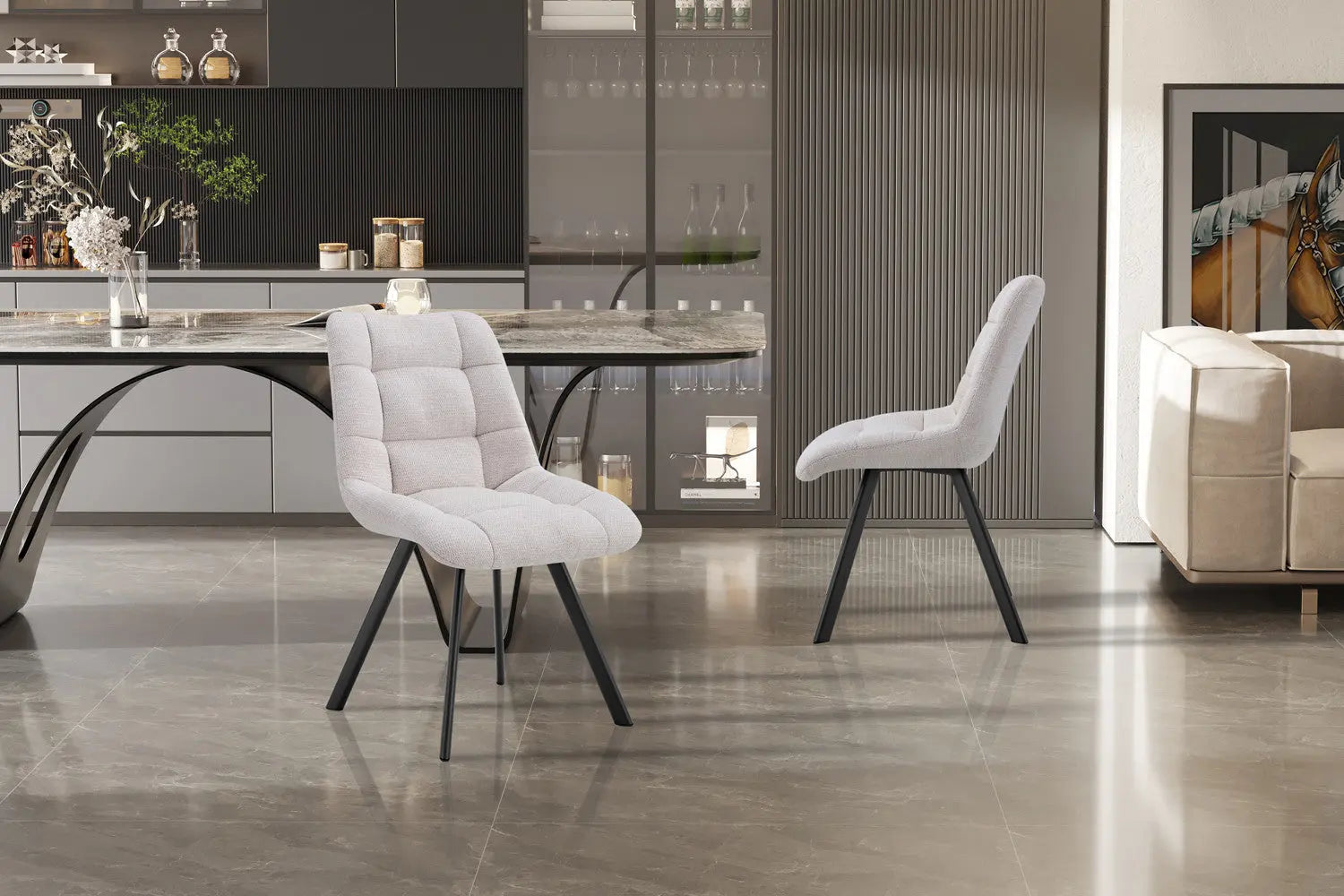LIZA - Chaise de Salle à Manger - 52 x 61.5 cm - Beige ROUSSEAU