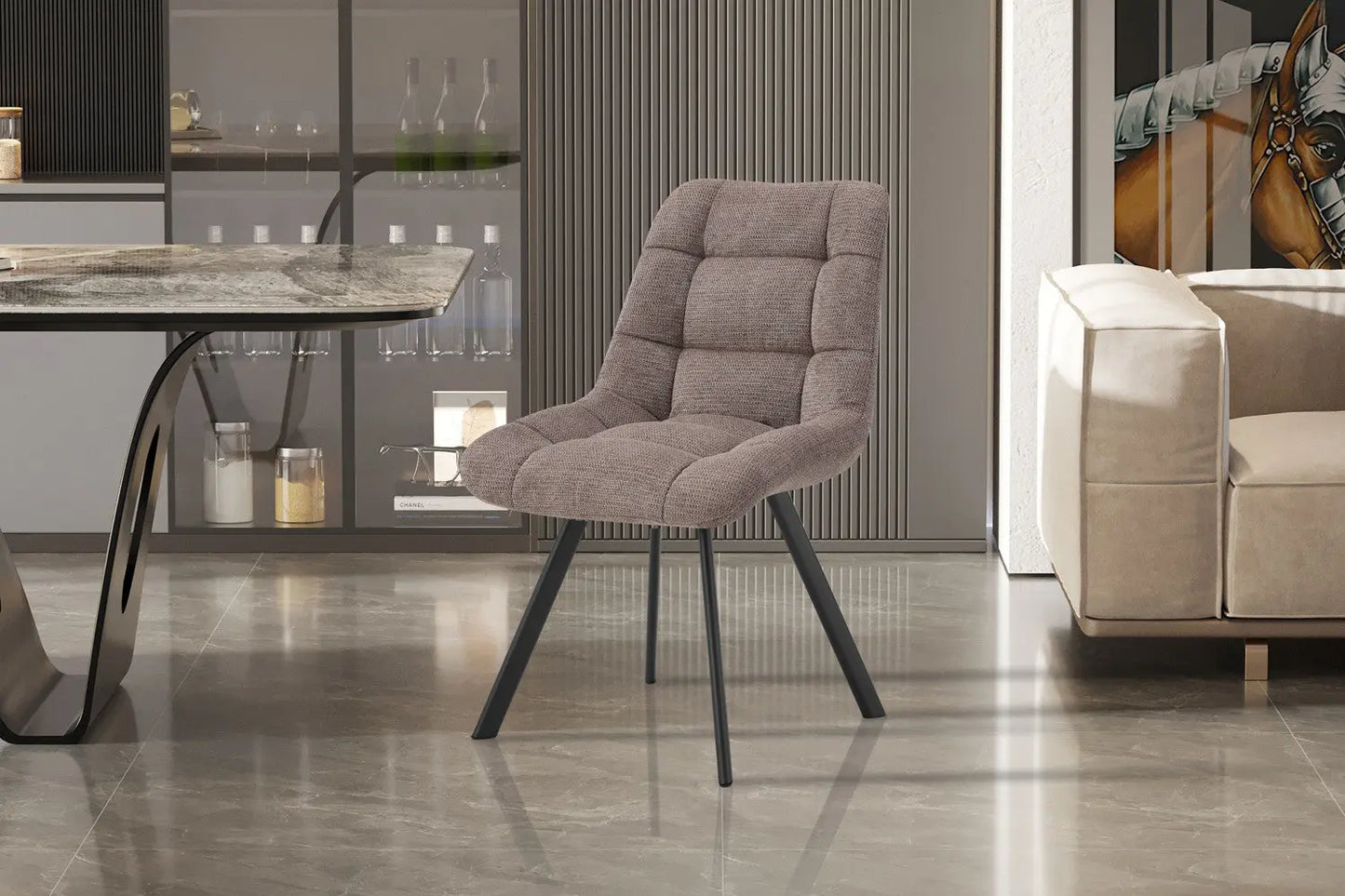 LIZA - Chaise de Salle à Manger - 52 x 61.5 cm - Poivre ROUSSEAU