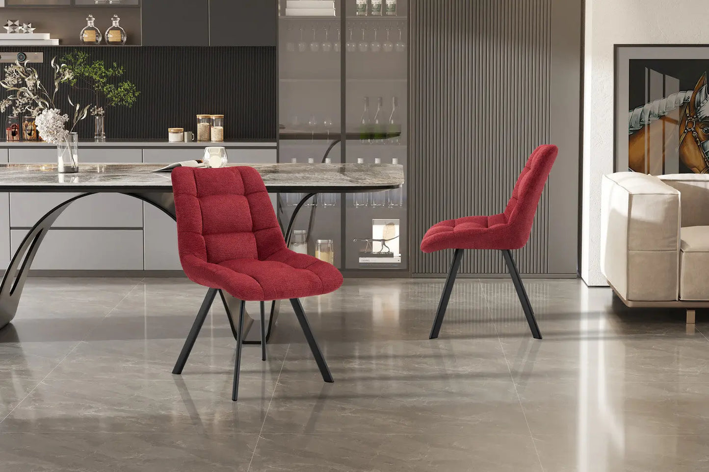 LIZA - Chaise de Salle à Manger - 52 x 61.5 cm - Rouge ROUSSEAU