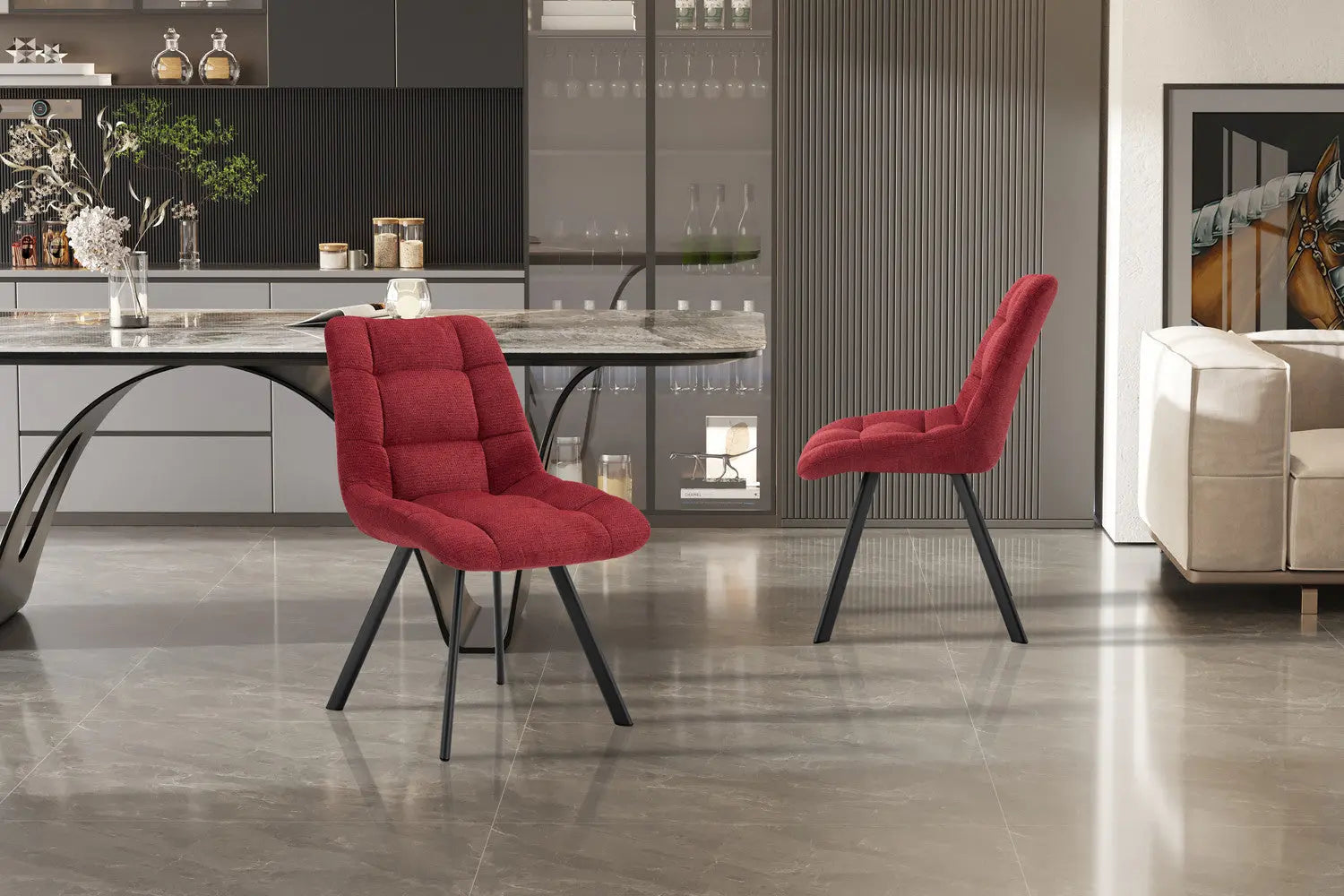 LIZA - Chaise de Salle à Manger - 52 x 61.5 cm - Rouge ROUSSEAU