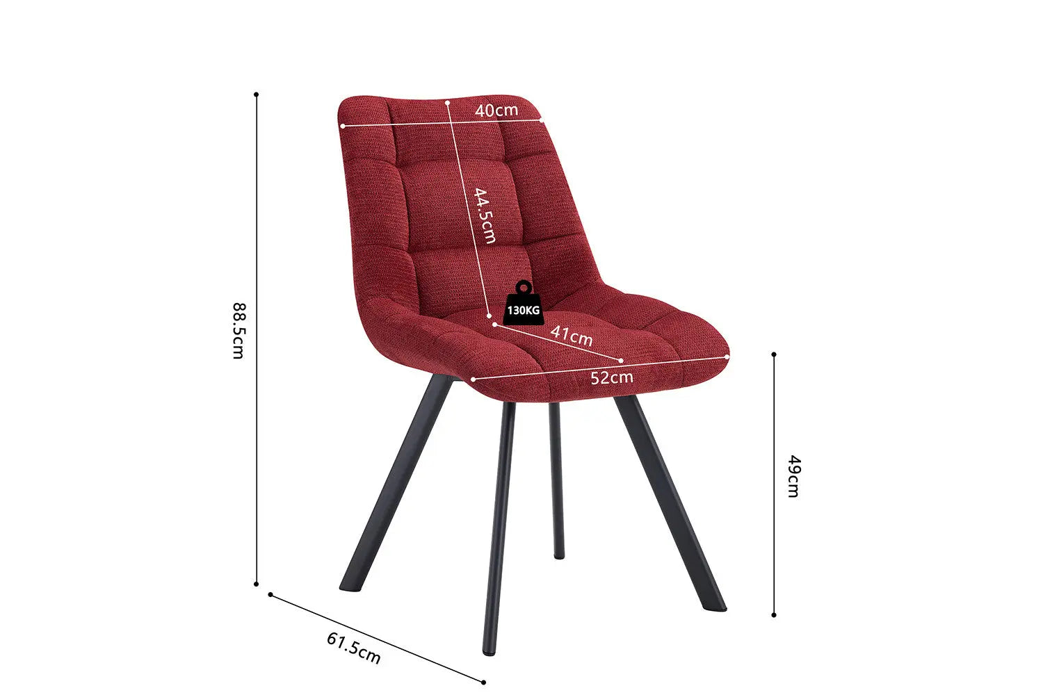 LIZA - Chaise de Salle à Manger - 52 x 61.5 cm - Rouge ROUSSEAU