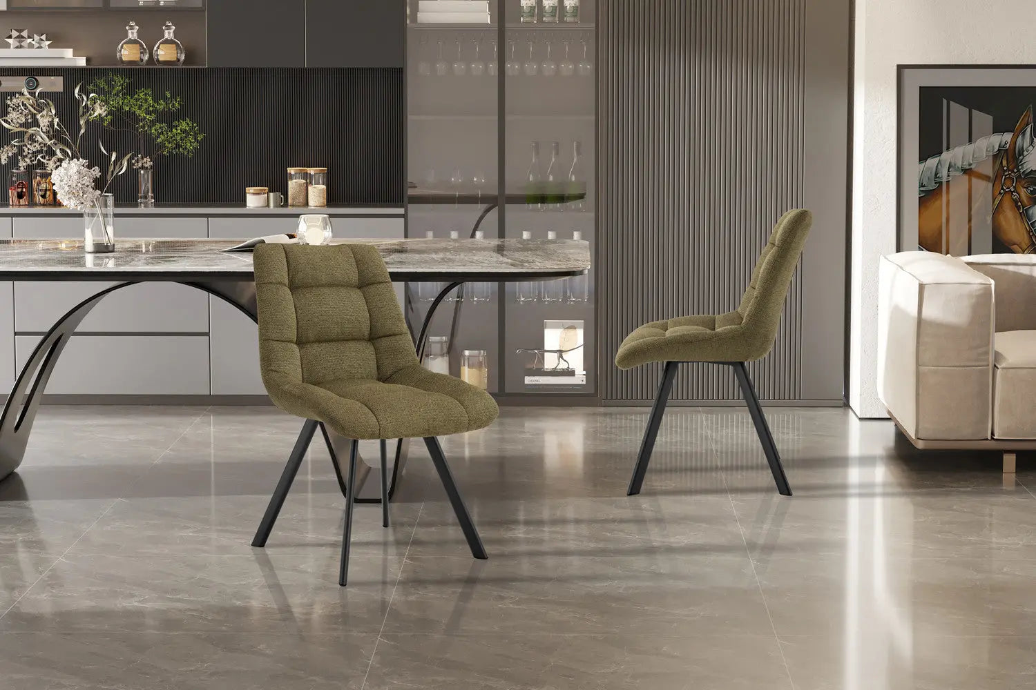 LIZA - Chaise de Salle à Manger - 52 x 61.5 cm - Vert ROUSSEAU