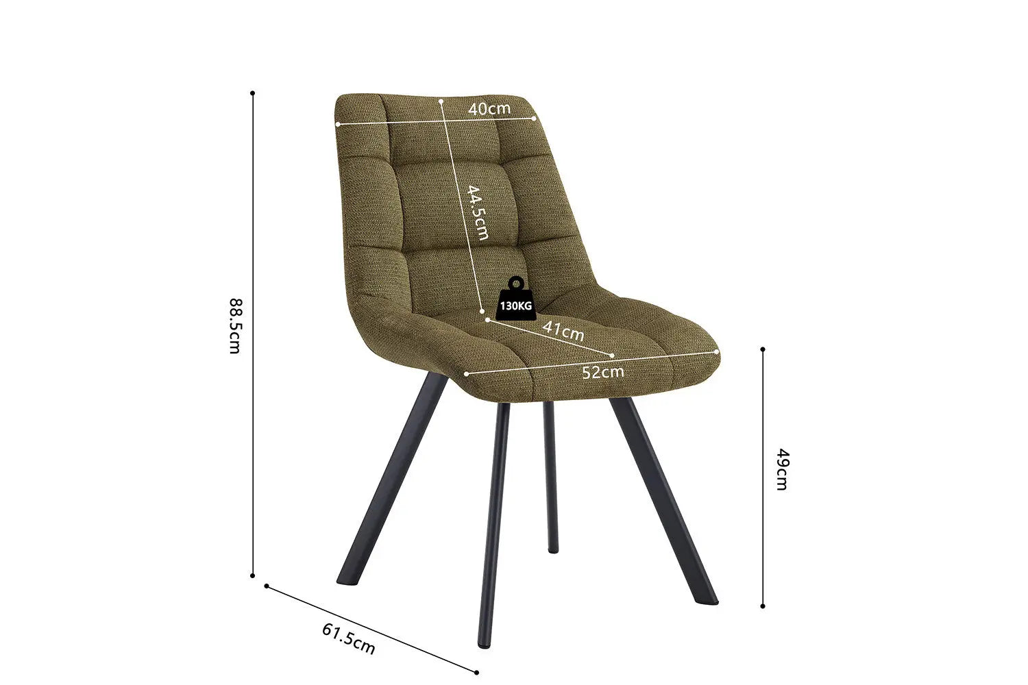 LIZA - Chaise de Salle à Manger - 52 x 61.5 cm - Vert ROUSSEAU