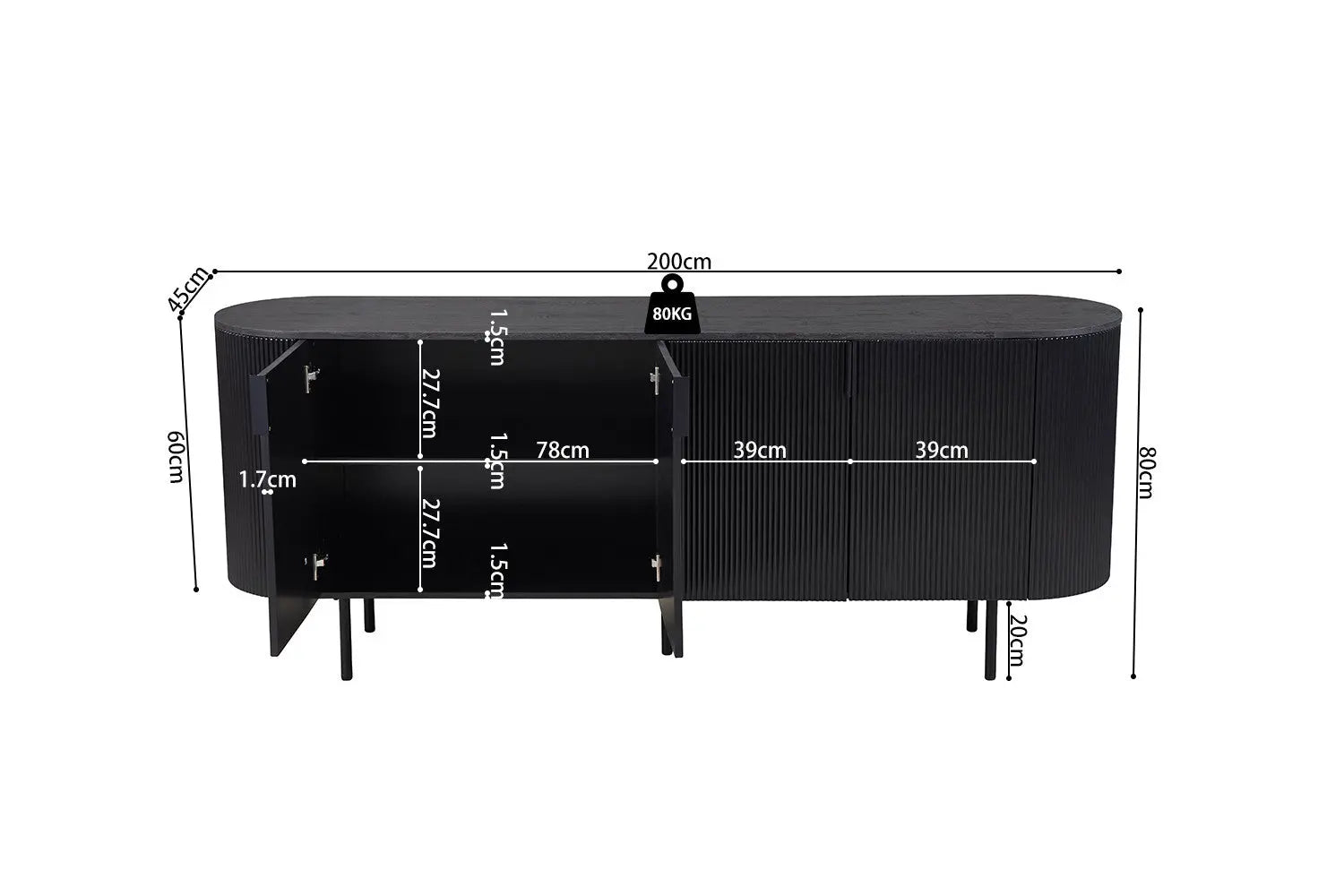 LYANE - Buffet Effet Brun Foncé - 200 cm ROUSSEAU