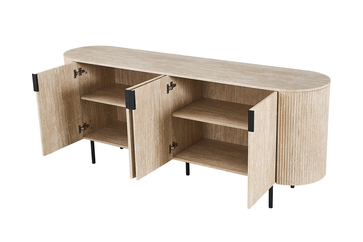LYANE - Buffet Effet Travertin Beige - 200 cm ROUSSEAU