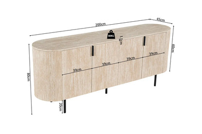 LYANE - Buffet Effet Travertin Beige - 200 cm ROUSSEAU