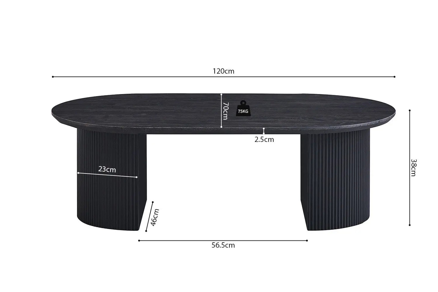 LYANE - Table Basse Ovale - 120 cm - Effet Brun foncé ROUSSEAU