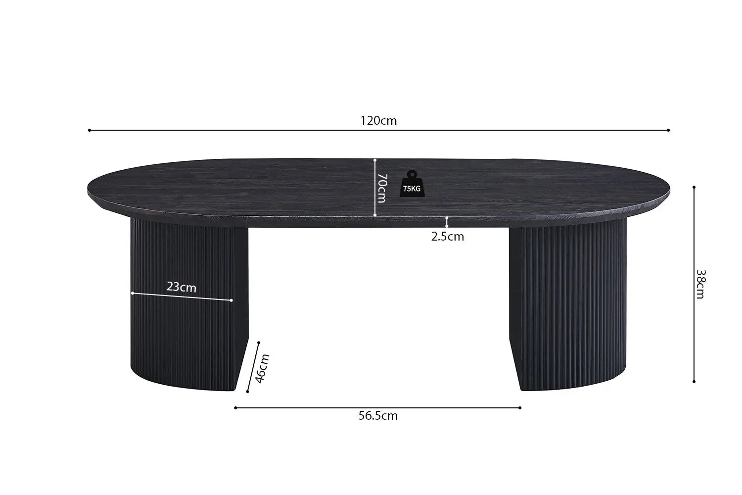 LYANE - Table Basse Ovale - 120 cm - Effet Brun foncé ROUSSEAU