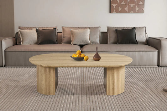 LYANE - Table Basse Ovale - 120 cm - Effet Chêne Naturel ROUSSEAU