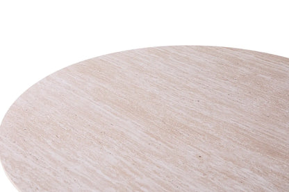 LYANE - Table Basse Ovale - 120 cm - Effet Travertin Beige ROUSSEAU