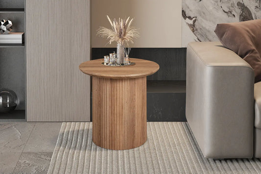 LYANE - Table Basse Ronde - 50 cm - Effet Chêne Vieilli ROUSSEAU