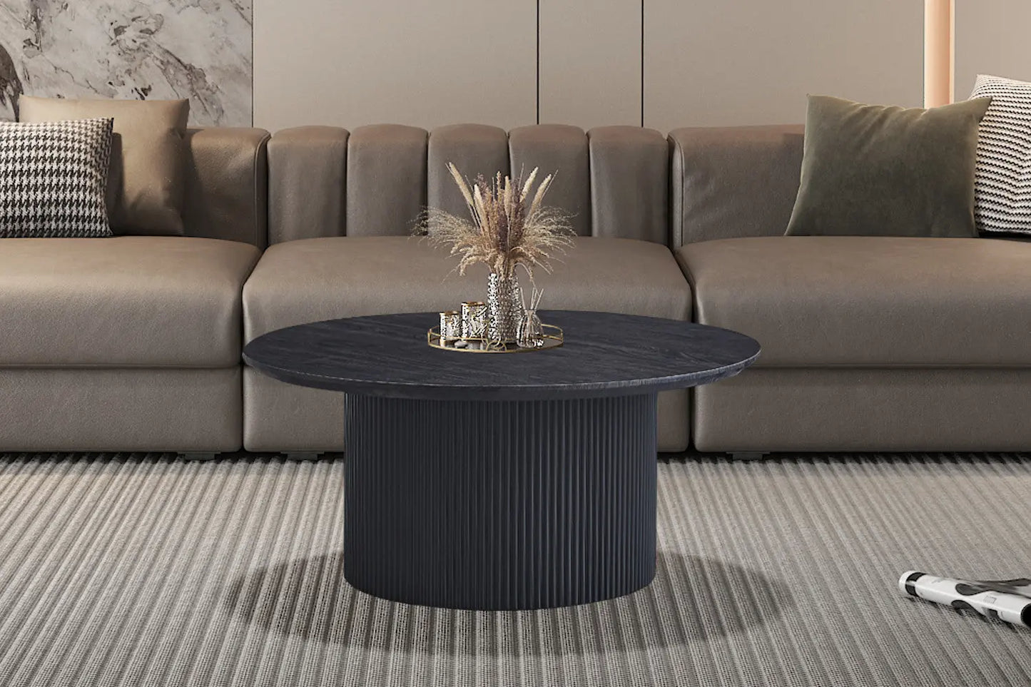 LYANE - Table Basse Ronde - 80 cm - Effet Brun foncé ROUSSEAU
