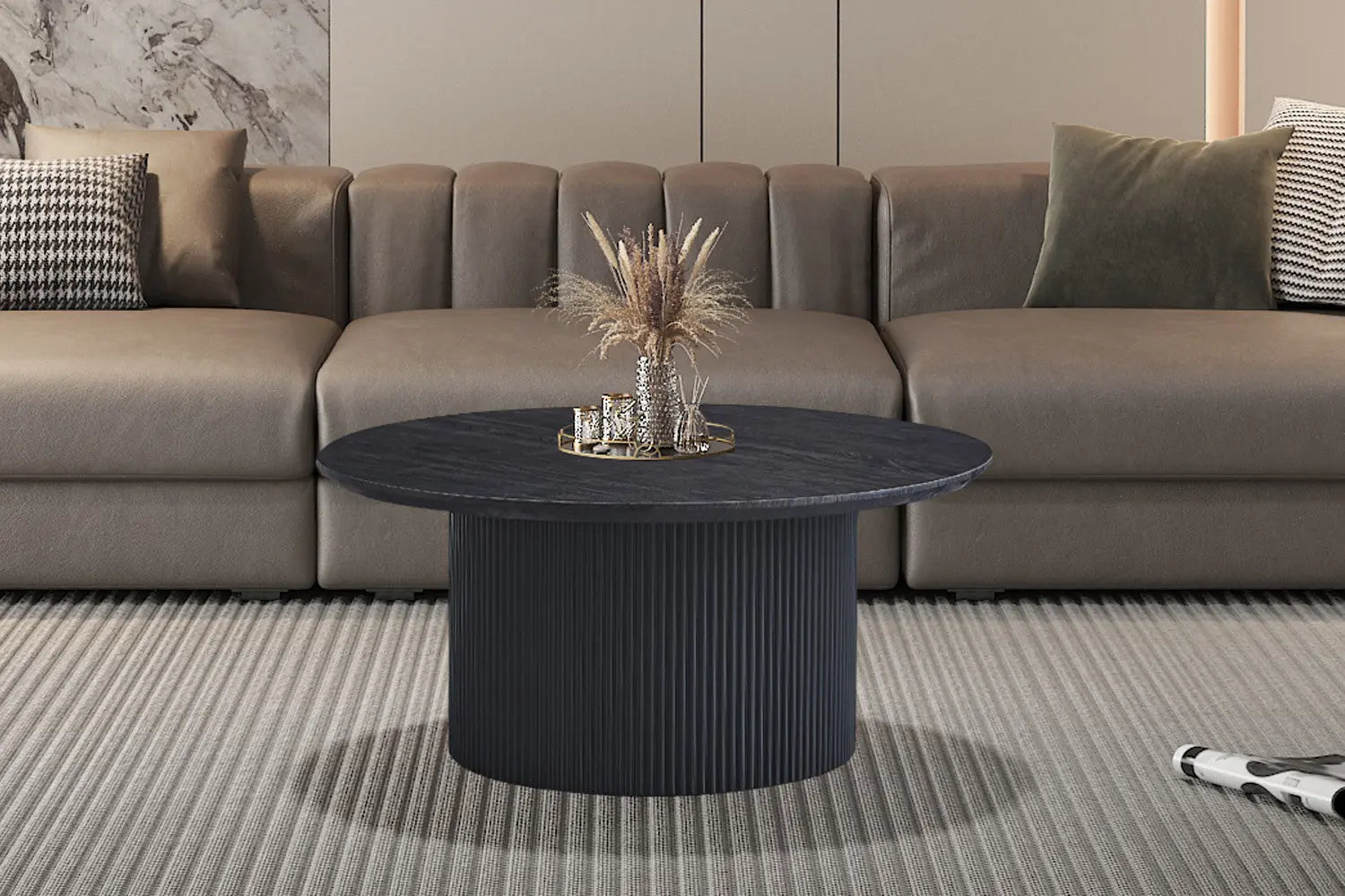 LYANE - Table Basse Ronde - 80 cm - Effet Brun foncé ROUSSEAU