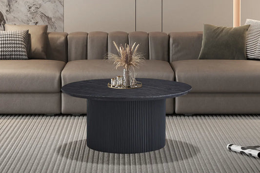 LYANE - Table Basse Ronde - 80 cm - Effet Brun foncé ROUSSEAU