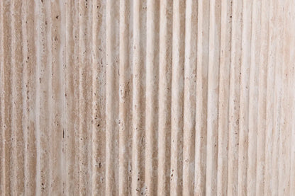 LYANE - Table à Manger Ovale - 200 ou 220 cm - Effet Travertin Beige, 200 cm ROUSSEAU