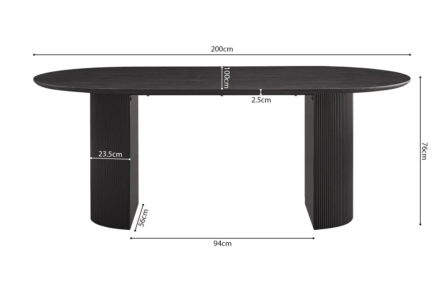 LYANE - Table à Manger Ovale - Effet Brun foncé - 200 cm ROUSSEAU