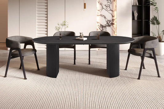 LYANE - Table à Manger Ovale - Effet Brun foncé - 220 cm ROUSSEAU