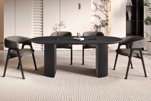 LYANE - Table à Manger Ovale - Effet Brun foncé, 200 cm ROUSSEAU