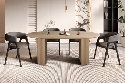 LYANE - Table à Manger Ovale - Effet Chêne Naturel - 200 cm ROUSSEAU