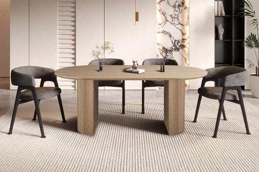 LYANE - Table à Manger Ovale - Effet Chêne Naturel - 200 cm ROUSSEAU