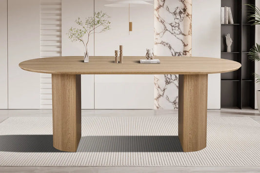 LYANE - Table à Manger Ovale - Effet Chêne Naturel - 200 cm ROUSSEAU
