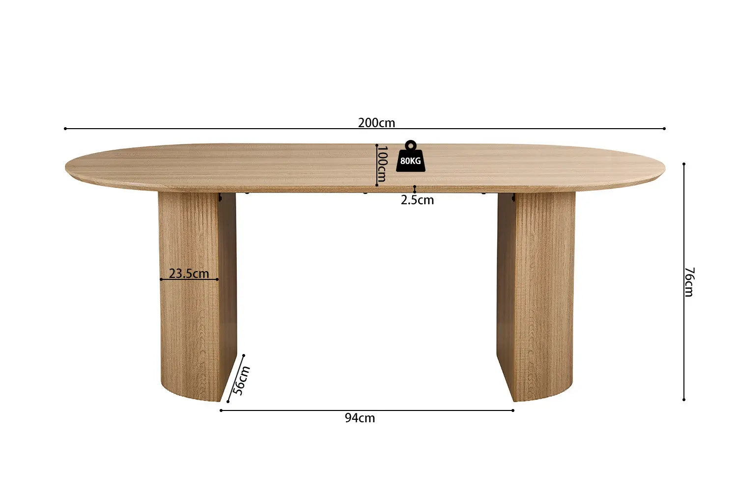 LYANE - Table à Manger Ovale - Effet Chêne Naturel - 200 cm ROUSSEAU