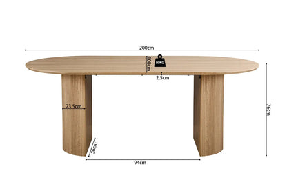 LYANE - Table à Manger Ovale - Effet Chêne Naturel - 200 cm ROUSSEAU
