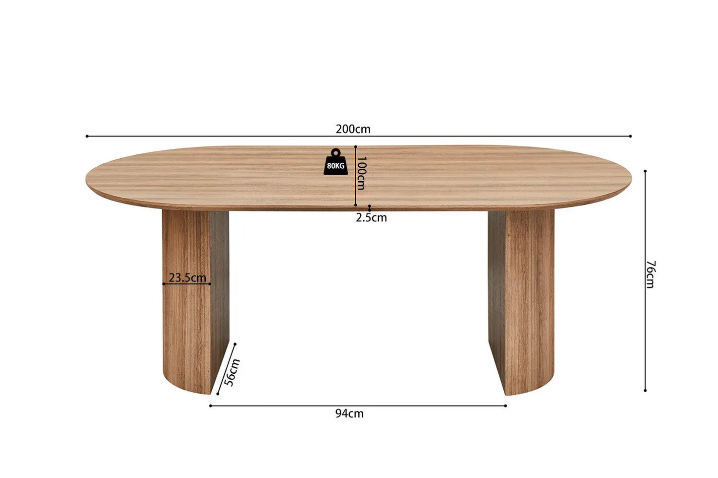 LYANE - Table à Manger Ovale - Effet Chêne Vieilli - 200 cm ROUSSEAU