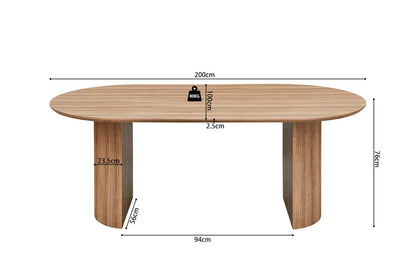 LYANE - Table à Manger Ovale - Effet Chêne Vieilli - 200 cm ROUSSEAU