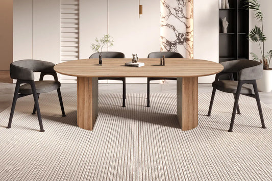 LYANE - Table à Manger Ovale - Effet Chêne Vieilli - 220 cm ROUSSEAU