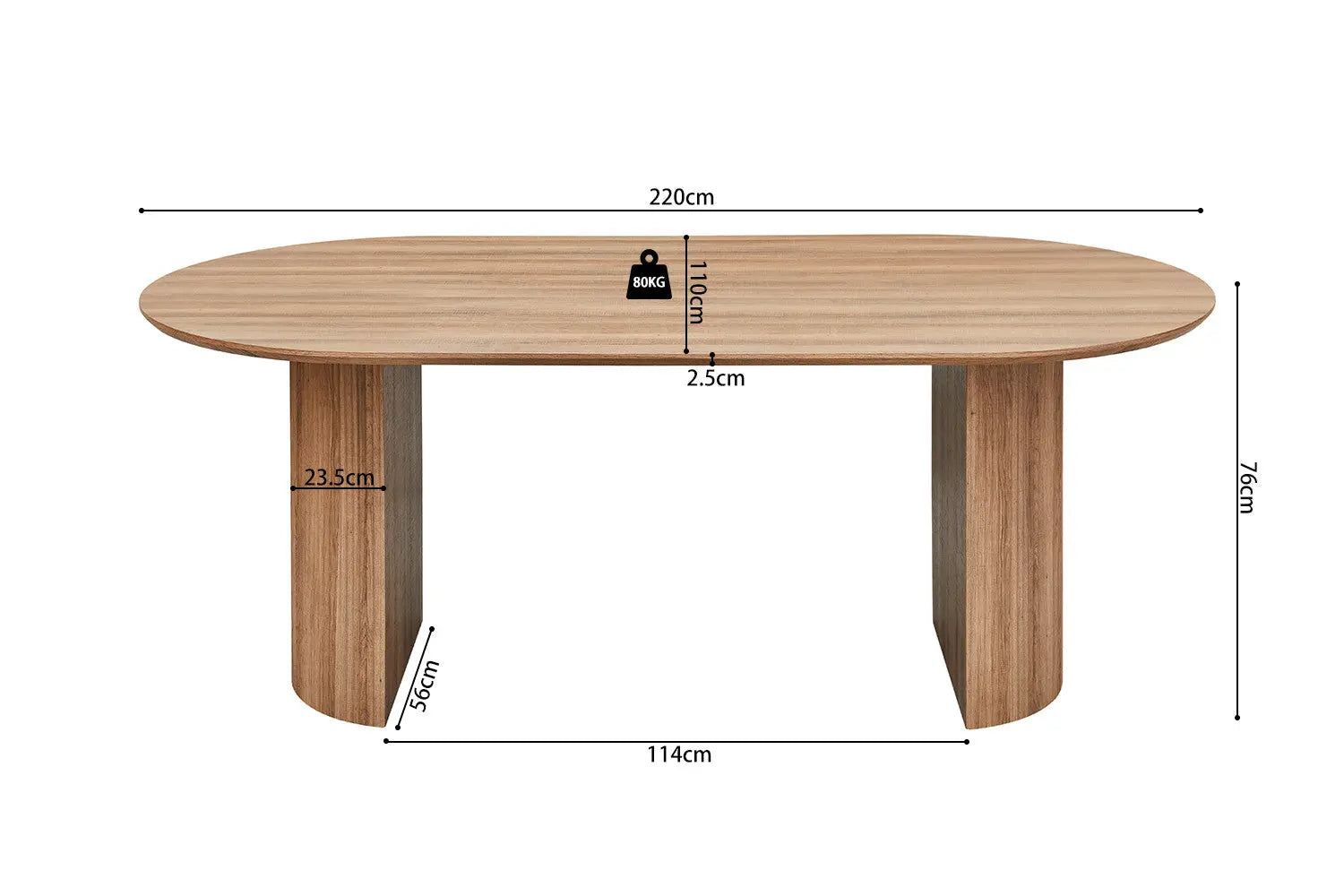 LYANE - Table à Manger Ovale - Effet Chêne Vieilli - 220 cm ROUSSEAU