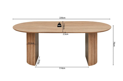 LYANE - Table à Manger Ovale - Effet Chêne Vieilli - 220 cm ROUSSEAU