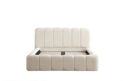 Lit Coffre ALYA Chenille Blanc Cassé 160 x 200 cm SAN MARTINO