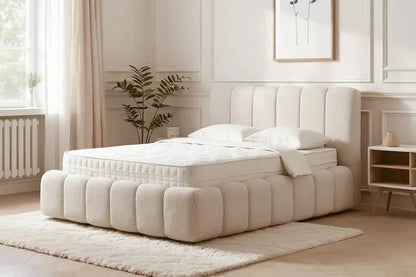 Lit Coffre ALYA Chenille Blanc Cassé 180 x 200 cm SAN MARTINO