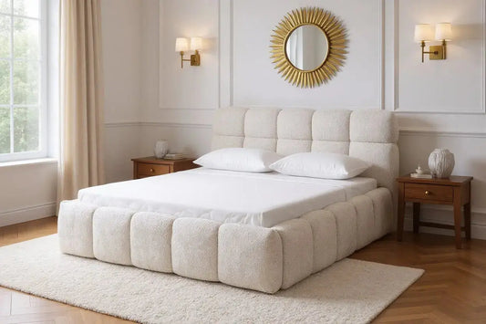 Lit Coffre BUBBLE Chenille Écru 140 x 190 cm SAN MARTINO