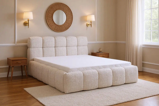 Lit Coffre BUBBLE Chenille Écru 180 x 200 cm MAISON DES MEUBLES