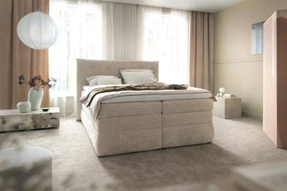 Lit Coffre Box Spring AMBER avec Matelas Bonell - 180 x 200 cm - TIKOYA