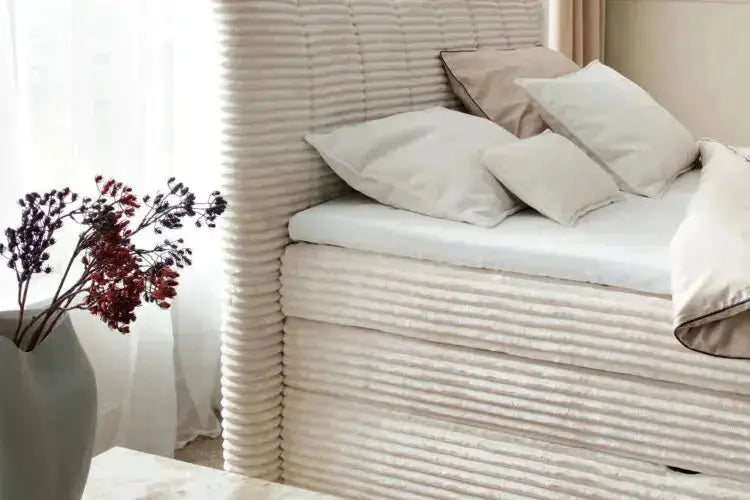 Lit Coffre Box Spring AMBER avec Matelas Bonell - 180 x 200 cm - TIKOYA