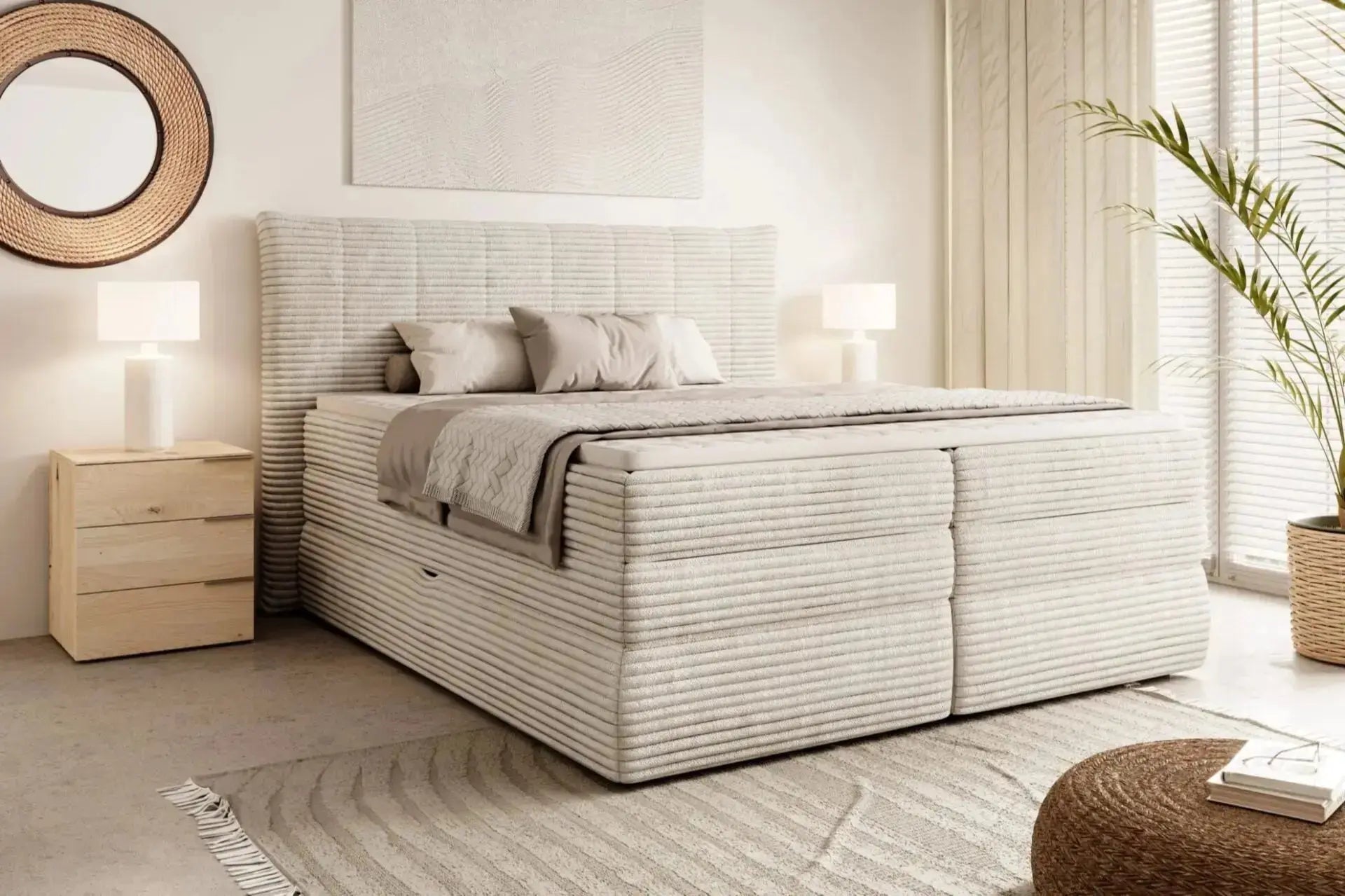 Lit Coffre Box Spring AMBER avec Matelas Bonell Intégré - 180 x 200 cm WERSAL