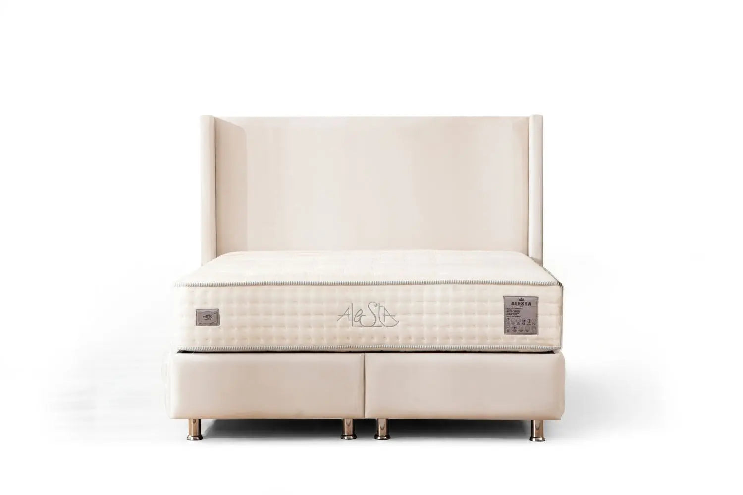 Lit Coffre COCO en Velours Blanc Ecru 140x190 cm SAN MARTINO