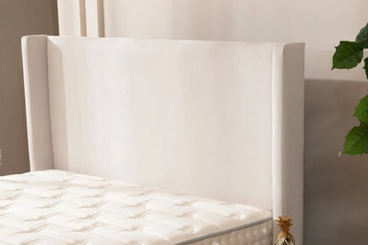 Lit Coffre COCO en Velours Blanc Ecru 140x190 cm SAN MARTINO
