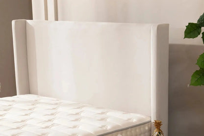 Lit Coffre COCO en Velours Blanc Ecru 160x190 cm SAN MARTINO