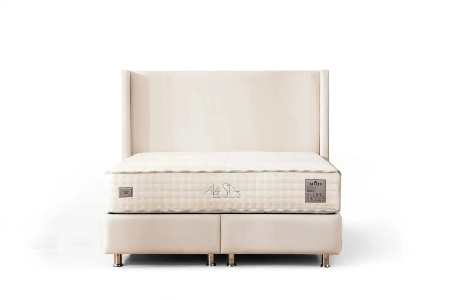 Lit Coffre COCO en Velours Blanc Ecru 160x190 cm SAN MARTINO