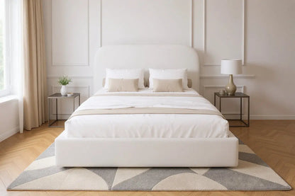 Lit Coffre LINA Laine Bouclée Beige 120 x 190 cm MAISON DES MEUBLES